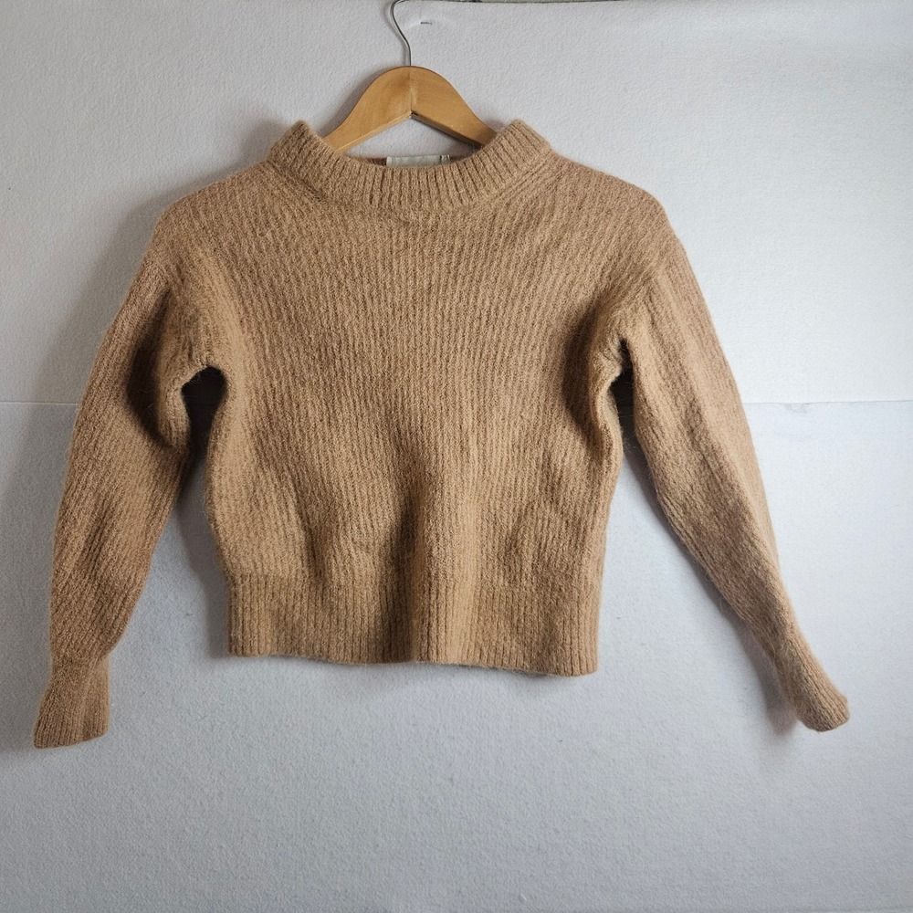 Everlane Alpaca Crew Sweater Toasted Almond Tan XXS Soft Knit F-SWTR-ALPC-CR-LS